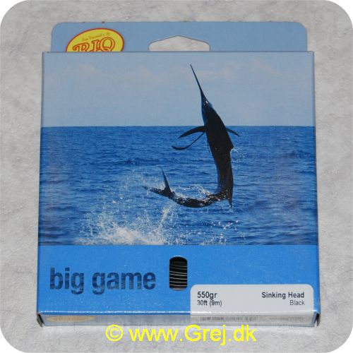 730884210300 - Rio Big Game Leviathan Shooting Head - 550grains - 9,1m - Sort - Sinking Head - Til fiskeri efter store fisk - Tager ikke skade af varmen i troperne