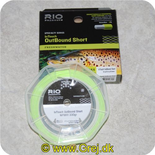 730884210621 - Rio In Touch Outbound Short WF8F/I - Gray/Ivory/Green - 330g - designet til at kaste store og tunge fluer langt - Ultra lav stretch performance