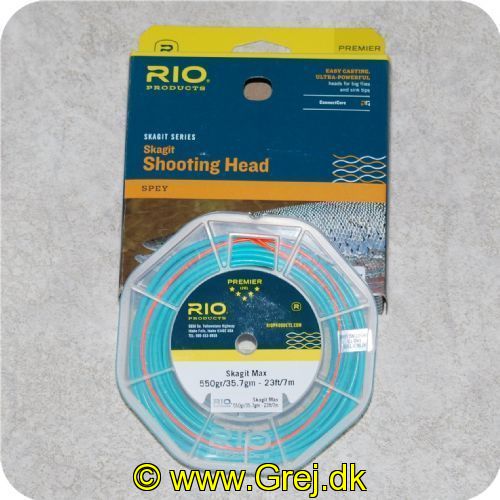 730884211086 - Skagit Max Shooting Head - Hovedlængde: 7m - 35.7g - 550 grains - Teal/Orange - Til klasse 8 stænger - Loops i begge ender - RP21108 - SPEY -  Til store fluer og sink tips