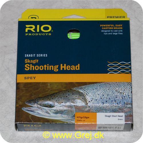 730884218436 - Rio Skagit Short head light floating - 6.1m - 27.5g - 425 grains - Grøn - Både til singel hands og switch rods - Til stænger kortere end 12 fod - RP 21843