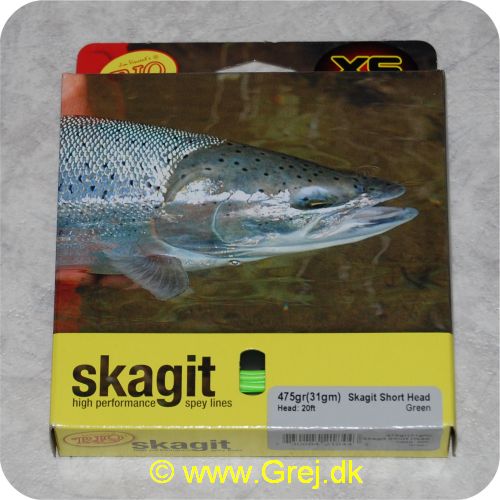 730884218443 - Rio Skagit Short head light floating - 6.1m - 30.8g - 475 grains - Grøn - Både til singel hands og switch rods - Til stænger kortere end 12 fod - RP 21844