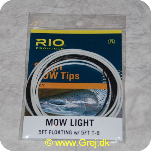 730884218870 - Skagit MOW  Tip light til liner 3,08g og lettere (475grains eller mindre) - 1,52m floating/1,52m T-8 - hvid/sort - Loops monteret i begge ender - RP21887