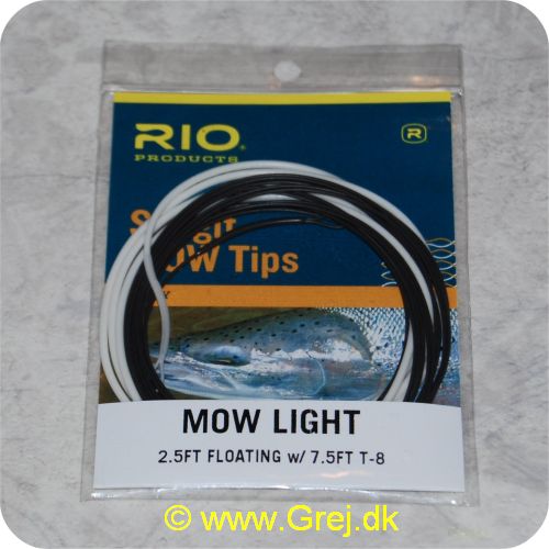 730884218887 - Skagit MOW  Tip light til liner 3,08g og lettere (475grains eller mindre) - 0,76m floating/2,29m T-8 - hvid/sort - Loops monteret i begge ender - 21888