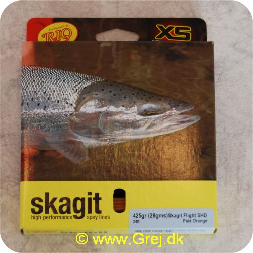 730884219709 - Skagit Flight Shooting Head Dobbelthånds Light Floating 7.32m - 27.5g - 425 grains - Pale orange - Loops i begge ender - RP21970