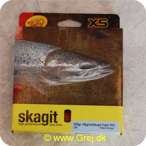 730884219792 - Skagit Flight Shooting Head Dobbelthånds Heavy Floating 8.23m - 42.1g - 650 grains - Pale orange - Loops i begge ender - RP21979