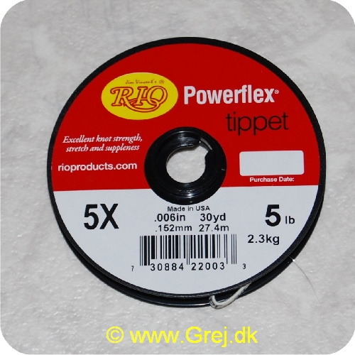 730884220033 - Rio Powerflex tippet forfang - 5X - 0.152 mm - 27.4 meter - 2.3 kg