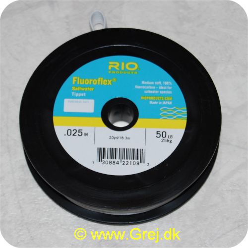 730884221092 - Rio Fluoroflex Saltwater tippet - 0,63mm - 25kg - 18,3m - 100% fluor carbon - Klar - Ideel til saltwater species - RP22109