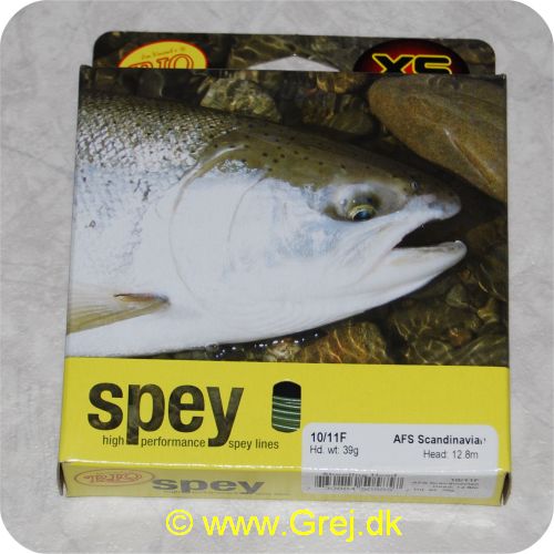 730884505857 - Rio Spey AFS Scandivavian Shooting Head 10/11F - hovedlængde: 12.8m - Hovedvægt: 39g - Yellow/camo - Loop i begge ender - RP50585