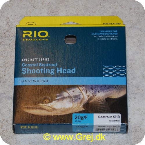 730884522533 - Rio Coastal Seatrout Shooting Head Saltwater - Klasse 8/9 - 20g/F - Teal/White - 10.5 meter - Loops i begge ender