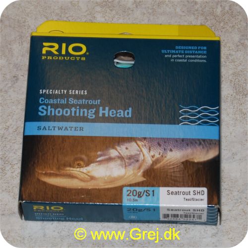 730884522571 - Rio Coastal Seatrout Shooting Head Hover Saltwater - Klasse 8/9 - 20g/S1 - Teal/Glacier - 10.5 meter - Loops i begge ender