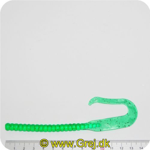 739208092315X - Fladen Latex lures rippletail worm 19cm - Farve: Klar grøn m/ sorte nister