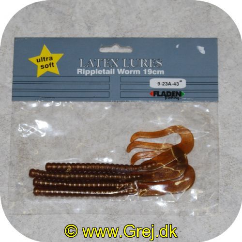 7392080923434 - Fladen Latex lures rippletail worm 19cm - Farve: Klar brun
