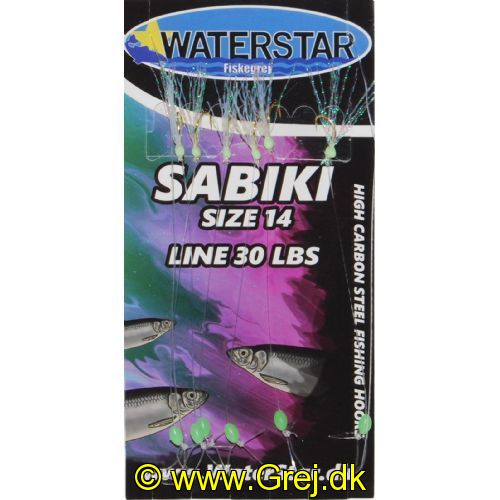 747191995011 - Waterstar Sabiki Rig - Silde forfang - Green flash - 6 kroge str. 14 - Line: 30 LBS