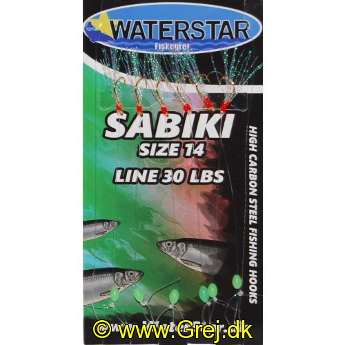 747191995028 - Waterstar Sabiki Rig - Silde forfang - Green flash, Red head - 6 kroge str. 14 - Line: 30 LBS