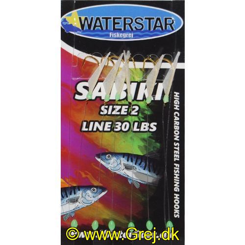 747191995073 - Waterstar Sabiki Rig - Makrel forfang - Hvid skel - 6 kroge str. 2 - Line: 30 LBS