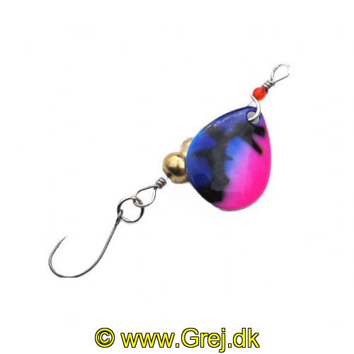 747191998265 - Waterstar - UL-Spinner - 4,5 gram - 4 cm. - Blad: Pink/Blå med Sort mønster