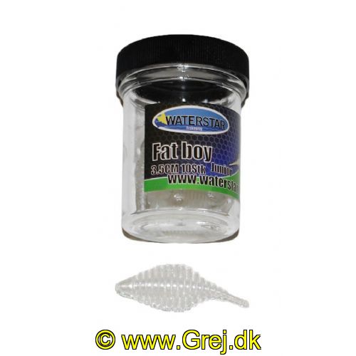 747191999590 - Waterstar - Rubber Baits - Model: Fat Boy junior - 3,5 cm - 10 stk. - Farve: Hvid - Smag: Hvidløg