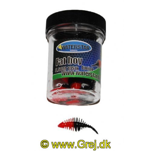 747191999682 - Waterstar - Rubber Baits - Model: Fat Boy junior - 3,5 cm - 10 stk. - Farve: Rød/Sort - Smag: Banan