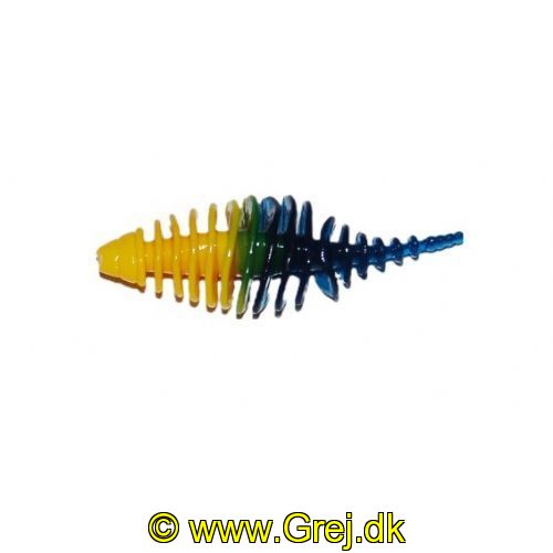 747191999798 - Waterstar - Rubber Baits - Model: Fat Boy - 4,5 cm - 10 stk. - Farve: Gul/Lyseblå - Smag: Hvidløg