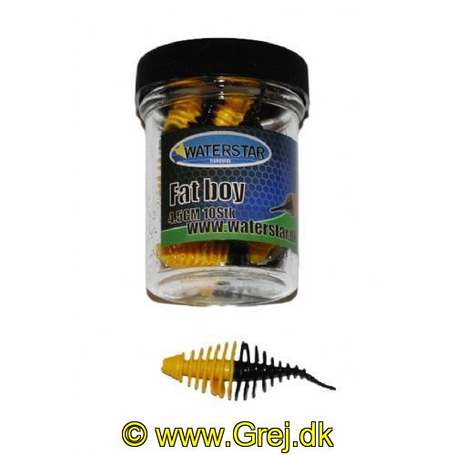 747191999835 - Waterstar - Rubber Baits - Model: Fat Boy - 4,5 cm - 10 stk. - Farve: Orange/Sort - Smag: Hvidløg