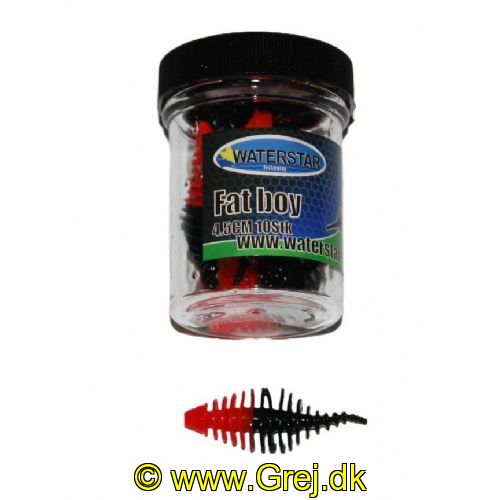 747191999996 - Waterstar - Rubber Baits - Model: Fat Boy - 4,5 cm - 10 stk. - Farve: Rød/Sort - Smag: Hvidløg