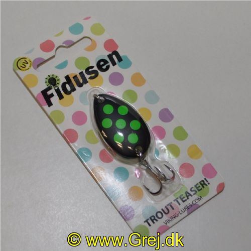 747902881565 - Fidusen - 2,8 gram - Forside: Sort m/Grønne prikker - Bagside: Sort m/Grøn røv - Farvenavn: Black/Green Dots