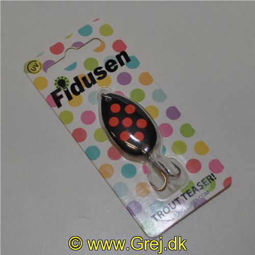 747902881589 - Fidusen - 2,8 gram - Forside: Sort m/Orange prikker - Bagside: Sort m/Orange røv - Farvenavn: Black/Orange Dots