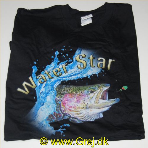 7900XXL - Sort T-Shirt med Waterstar fiske logo. - Str. XXL