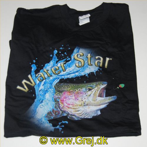 7900XXXXL - Sort T-Shirt med Waterstar fiske logo. - Str. XXXXL