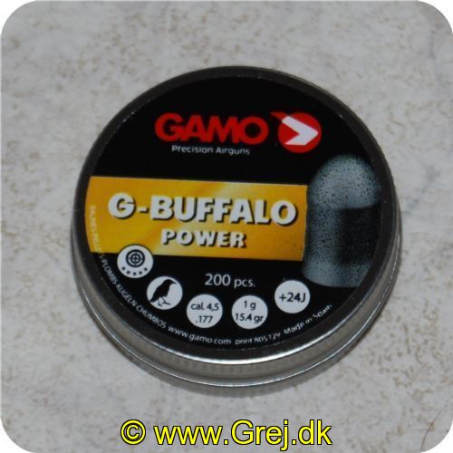793676062167 - Gamo Buffalo Power - 200 stk. - 4.5mm<BR>
Cal. 177 - 1g - 15.4gr