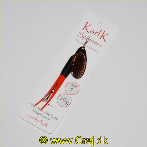 795813520 - Karl K Spinners - Skjern Å - 20g - Str. 5 - Sort/Orange gummi og Kobber blad