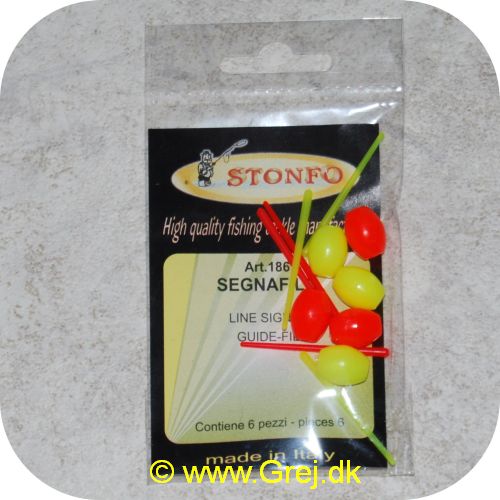 8028651005863 - Stonfo plastik Pilotkugler 11mm - 6 stk med pind - røde og gule