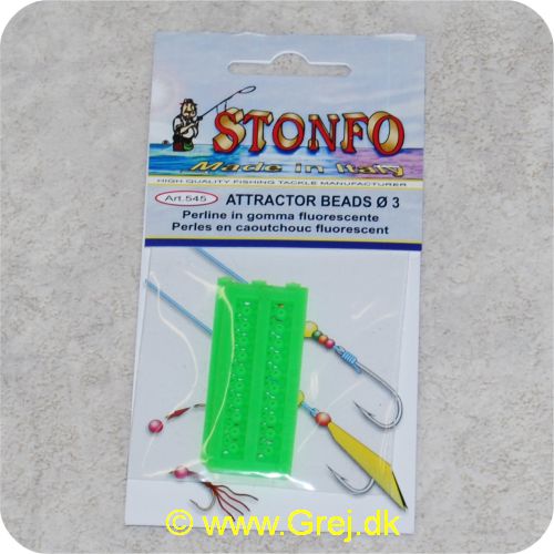 8028651014711 - Stonfo Attractor fluorecerende gummi beads (øjne) - 3mm - grønne - 40 stk - Anvendes også til forfang