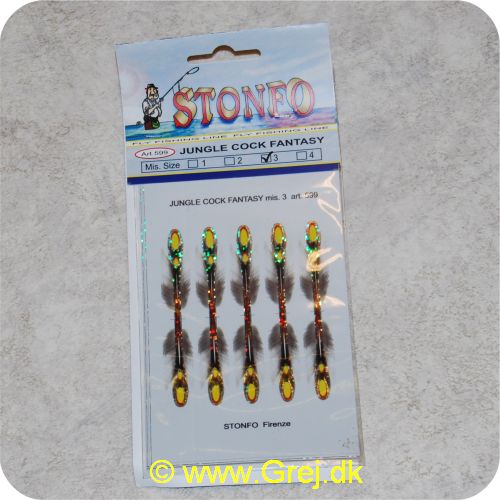 8028651016326 - Stonfo Jungle Cock Fantasy - 40mm - Vinger trykt på holografisk. let og flexibel film - skåret til mønster. klar til brug - Str. 3 - største størrelse