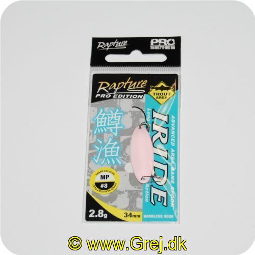 8054393123978 - Rapture Skeblink - Iride 2,8g/34mm - Lys Pink. Med ultra skarp modhageløs krog<BR>
<BR>Skeblink er en mini skeblink for UL fiskeriet som er meget voksende i disse år efter alle ørred arter.