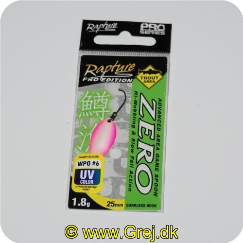 8054393138095 - Rapture Skeblink - Zero 1,8g/25mm - UV farve - Candy / Sand. Med ultra skarp modhageløs krog<BR>
<BR>Skeblink er en mini skeblink for UL fiskeriet som er meget voksende i disse år efter alle ørred arter.