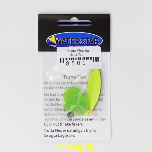 8501 - Trutta Flex - 6 gram - Sort/Gul<BR>En nyhed indenfor individuel designet fiskegrej.<BR>Du kan simpelthen BøJE Trutta Flex så den får den perfekte gang i vandet.<BR>Trutta Flex bliver dermed totalt uimodståelig for de kendte sportsfisk som f.eks. laks, havørred og hornfisk.<BR>Suveræn til Put & Take.