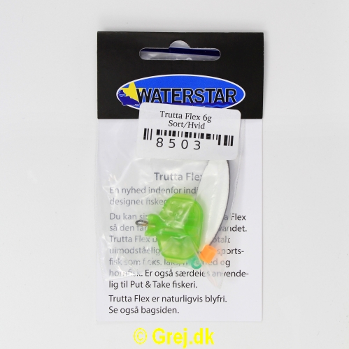 8503 - Trutta Flex - 6 gram - Sort/Hvid<BR>En nyhed indenfor individuel designet fiskegrej.<BR>Du kan simpelthen BøJE Trutta Flex så den får den perfekte gang i vandet.<BR>Trutta Flex bliver dermed totalt uimodståelig for de kendte sportsfisk som f.eks. laks. havørred og hornfisk.<BR>Suveræn til Put & Take.