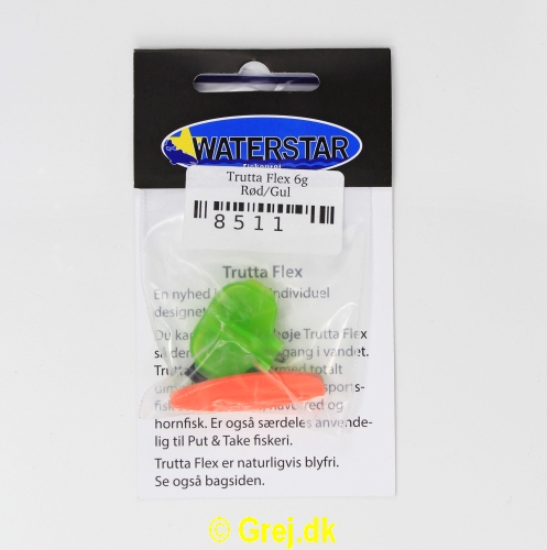 8511 - Trutta Flex - 6 gram - Rød/Gul<BR>En nyhed indenfor individuel designet fiskegrej.<BR>Du kan simpelthen BøJE Trutta Flex så den får den perfekte gang i vandet.<BR>Trutta Flex bliver dermed totalt uimodståelig for de kendte sportsfisk som f.eks. laks. havørred og hornfisk.<BR>Suveræn til Put & Take.