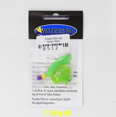 8512 - Trutta Flex - 6 gram - Grøn/Sølv<BR>En nyhed indenfor individuel designet fiskegrej.<BR>Du kan simpelthen BøJE Trutta Flex så den får den perfekte gang i vandet.<BR>Trutta Flex bliver dermed totalt uimodståelig for de kendte sportsfisk som f.eks. laks, havørred og hornfisk.<BR>Suveræn til Put & Take.