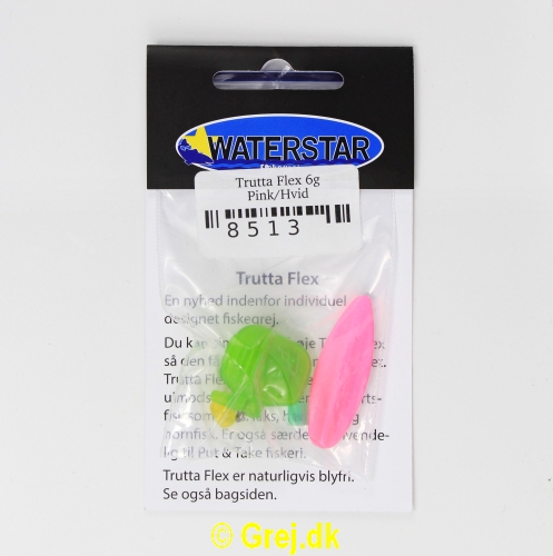 8513 - Trutta Flex - 6 gram - Pink/Hvid<BR>En nyhed indenfor individuel designet fiskegrej.<BR>Du kan simpelthen BøJE Trutta Flex så den får den perfekte gang i vandet.<BR>Trutta Flex bliver dermed totalt uimodståelig for de kendte sportsfisk som f.eks. laks. havørred og hornfisk.<BR>Suveræn til Put & Take.