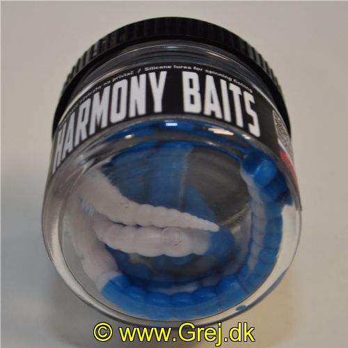 8553103003001 - Harmony Baits - Model: Cut Worm - 90mm - 5 stk. - Duft: Bubble Gum - Farve: 003/001 (Lyseblå/Hvid)