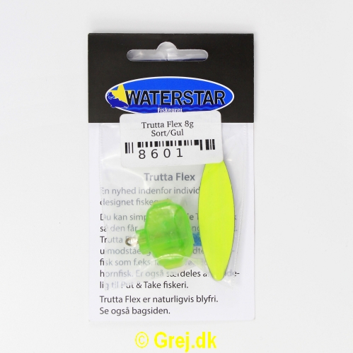 8601 - Trutta Flex - 8 gram - Sort/Gul<BR>En nyhed indenfor individuel designet fiskegrej.<BR>Du kan simpelthen BøJE Trutta Flex så den får den perfekte gang i vandet.<BR>Trutta Flex bliver dermed totalt uimodståelig for de kendte sportsfisk som f.eks. laks, havørred og hornfisk.<BR>Suveræn til Put & Take.