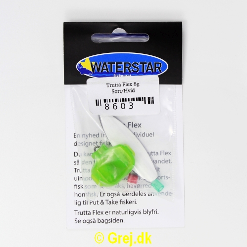 8603 - Trutta Flex - 8 gram - Sort/Hvid<BR>En nyhed indenfor individuel designet fiskegrej.<BR>Du kan simpelthen BøJE Trutta Flex så den får den perfekte gang i vandet.<BR>Trutta Flex bliver dermed totalt uimodståelig for de kendte sportsfisk som f.eks. laks, havørred og hornfisk.<BR>Suveræn til Put & Take.