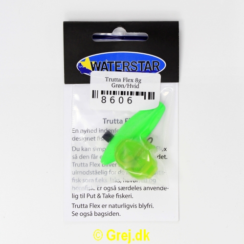 8606 - Trutta Flex - 8 gram - Grøn/Hvid<BR>En nyhed indenfor individuel designet fiskegrej.<BR>Du kan simpelthen BøJE Trutta Flex så den får den perfekte gang i vandet.<BR>Trutta Flex bliver dermed totalt uimodståelig for de kendte sportsfisk som f.eks. laks. havørred og hornfisk.<BR>Suveræn til Put & Take.