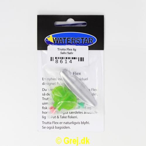 8614 - Trutta Flex - 8 gram - Sølv/Sølv<BR>En nyhed indenfor individuel designet fiskegrej.<BR>Du kan simpelthen BøJE Trutta Flex så den får den perfekte gang i vandet.<BR>Trutta Flex bliver dermed totalt uimodståelig for de kendte sportsfisk som f.eks. laks, havørred og hornfisk.<BR>Suveræn til Put & Take.