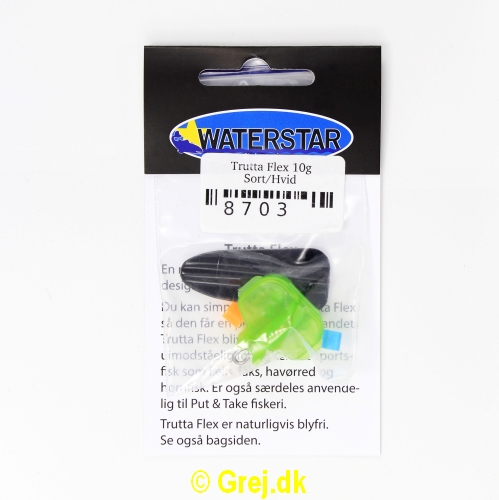 8703 - Trutta Flex - 10 gram - Sort/Hvid<BR>En nyhed indenfor individuel designet fiskegrej.<BR>Du kan simpelthen BøJE Trutta Flex så den får den perfekte gang i vandet.<BR>Trutta Flex bliver dermed totalt uimodståelig for de kendte sportsfisk som f.eks. laks. havørred og hornfisk.<BR>Suveræn til Put & Take.