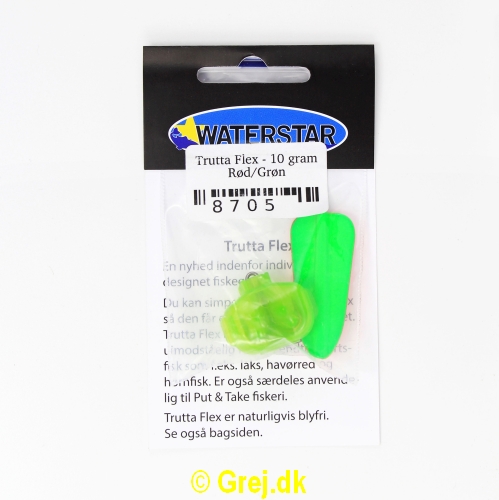 8705 - Trutta Flex - 10 gram - Rød/Grøn - Med Krogkappe<BR>En nyhed indenfor individuel designet fiskegrej.<BR>Du kan simpelthen BøJE Trutta Flex så den får den perfekte gang i vandet.<BR>Trutta Flex bliver dermed totalt uimodståelig for de kendte sportsfisk som f.eks. laks. havørred og hornfisk.<BR>Suveræn til Put & Take.