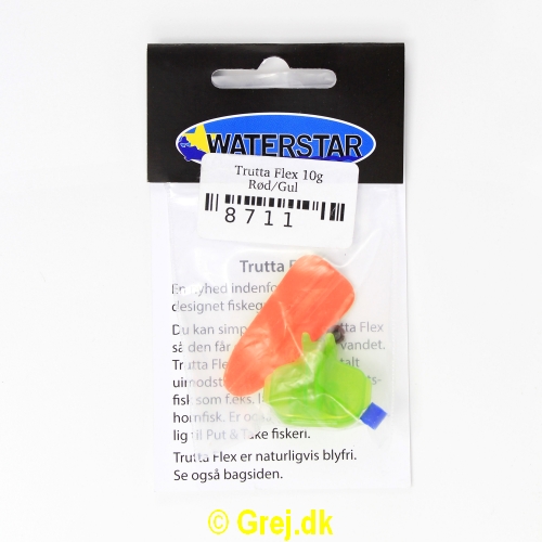 8711 - Trutta Flex - 10 gram - Rød/Gul<BR>En nyhed indenfor individuel designet fiskegrej.<BR>Du kan simpelthen BøJE Trutta Flex så den får den perfekte gang i vandet.<BR>Trutta Flex bliver dermed totalt uimodståelig for de kendte sportsfisk som f.eks. laks. havørred og hornfisk.<BR>Suveræn til Put & Take.