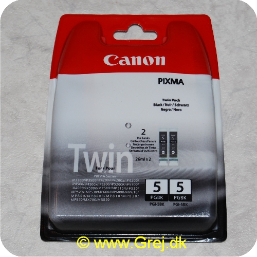 8714574538518 - Canon Pixma Sort sampak Består af:<br>

2 stk. PGI-5BK<br>

Som passer til forskellige Canon Pixma Modeller.